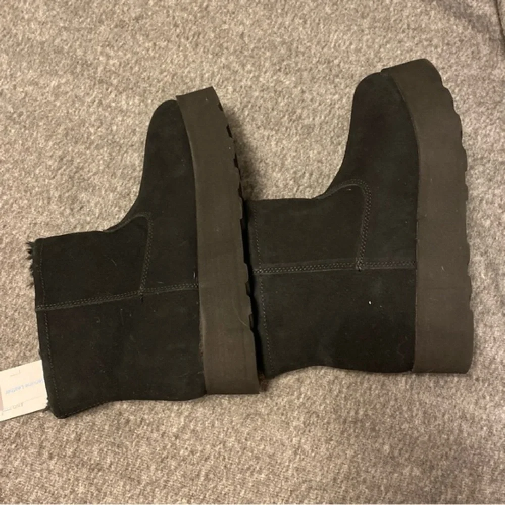 Time And Tru Shoes Boots Women’s Size 8 Wedge Chunky Black Booties Fur Lined New